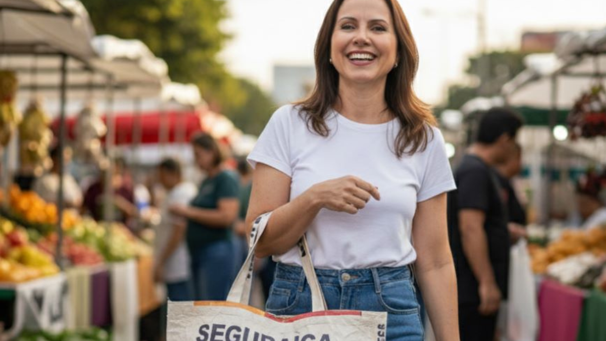 Bolsa produzida com Upcycling de banner